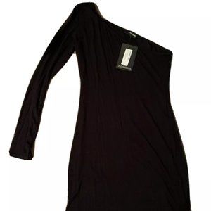 NWT PLT Black Soft One Shoulder Dress
